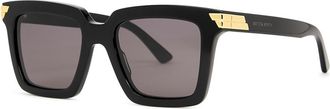 Bottega Veneta Black Square-frame Sunglasses, Sunglasses, Gold Tone