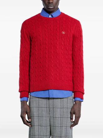 Valentino Garavani vlogo cable-knit sweater - Red