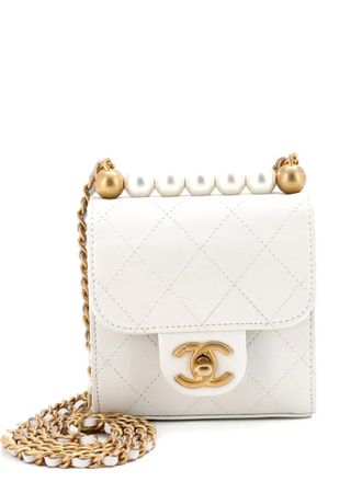 Chanel Chic Pearls Flap Clutch with Chain Quilted Goatskin Mini crossbody bag - women - Other - One Size - White