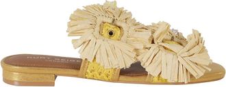 Kurt Geiger Raffia Buckle Flat - Dames - Sandalen - Geel - 36 EU - Schoenen