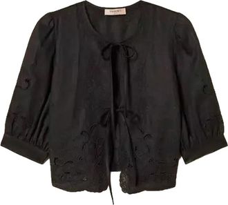 Twinset Jassen - Dames - Blouses - Zwart - S - Linnen - Overhemden