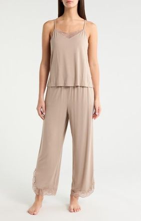 Nordstrom Moonlight Eco Lace Trim Pajamas in Tan at Nordstrom, Size X-Large