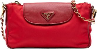 Prada Pre-owned Prada Saffiano Trimmed Tessuto Chain Crossbody 5H767O5EFIVXI0ZS
