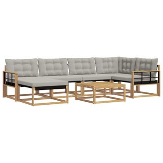 vidaXL Conjunto De Sof&aacute;s De Exterior 7 Pcs Blanco Y Gris Claro Vidaxl