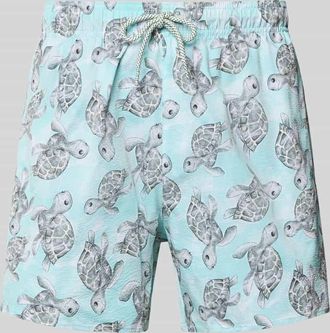 Emporio Armani Badehose im Allover-Look in Tuerkis, Gr&ouml;&szlig;e XXL