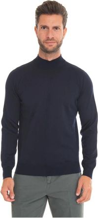 Hindustrie Slim Fit Wollen Trui - Heren - Coltruien - Blauw - L - Wol - Truien & Vesten