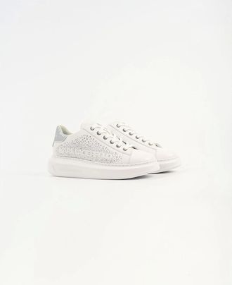 Karl Lagerfeld Womens Karl Lagerfeld Kapri Konstellation Leather Womens White/Silver Trainers - Size: 6
