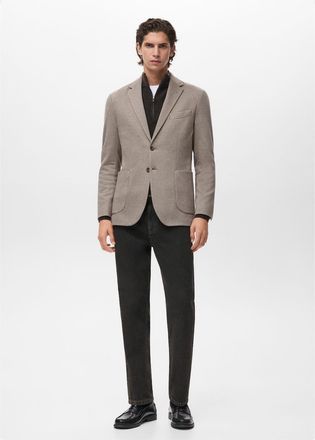 Mango Giacca slim-fit micro pied-de-poule beige - Uomo - 46 - MANGO MAN