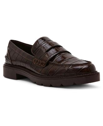 Anne Klein Eryn ERYN01F9 Penny Loafer Womens Brown Croc Slip On HTAT1824