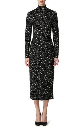Carolina Herrera Animal Jacquard Long Sleeve Sweater Dress in Grey Multi at Nordstrom, Size Medium