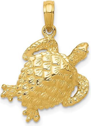 Diamond2Deal 10k Yellow Gold Solid Polished Open-Backed Turtle Pendant