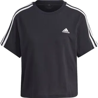 adidas (WMNS) adidas Essentials 3-Stripes Crop T-shirt Asia Sizing Black White HR4913