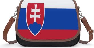 Generic Slovakia Flags of Countries Crossbody Bag Womens Handbag PU Message Bags Shoulder Purse with Adjustable Strap
