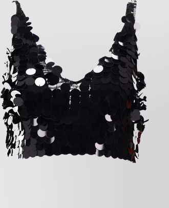 Parosh sequin cropped sleeveless v-neck lingerie