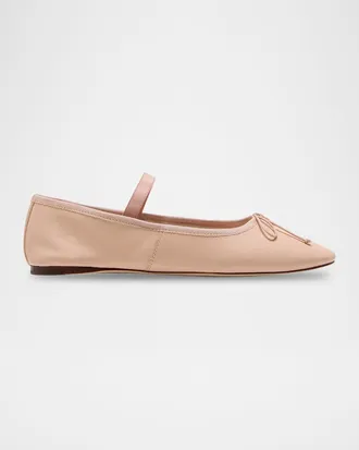 Loeffler Randall Leonie Lambskin Bow Ballerina Flats