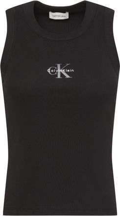Calvin Klein Jeans Tanktop CALVIN KLEIN JEANS MONOGRAM RIB TANK, Damen, Gr. XXL (46), schwarz, Feinripp, Obermaterial: 95% Baumwolle, 5% Elasthan, unifarben, figurbetont