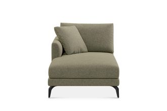 Castlery Lena Left Chaise Sofa Customized, Performance Classic Twill Moss, Matte Black Legs, Spill Resistant, Removable Covers for Sofas, Castlery