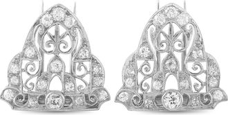 Luxury Bazaar Platinum 1.80ct Diamond Art Deco Dress Clips Set MF06-062626