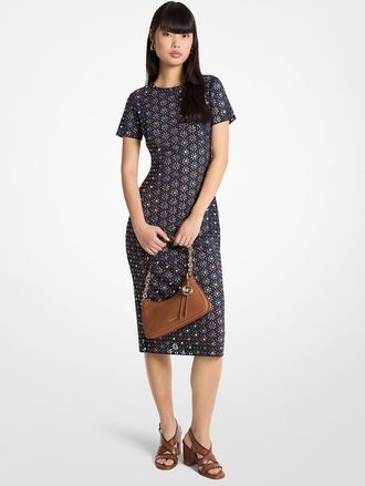 Michael Kors Laser Cut Mirror Scuba Midi Dress