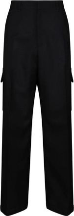 Off-white Broeken, Heren, Zwart, L, Katoen, Zwarte Cargo Broek met Geborduurd Logo