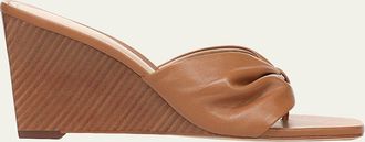 Veronica Beard 85mm Tullia Leather Wedge Sandals