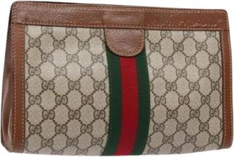 Gucci Pre-owned Clutches, female, Beige, Size: ONE SIZE Pre-owned Canvas clutches