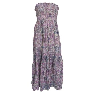 BA&SH Ba & Sh Piala Floral-Print Smocking Midi Dress in Multicolor Cotton