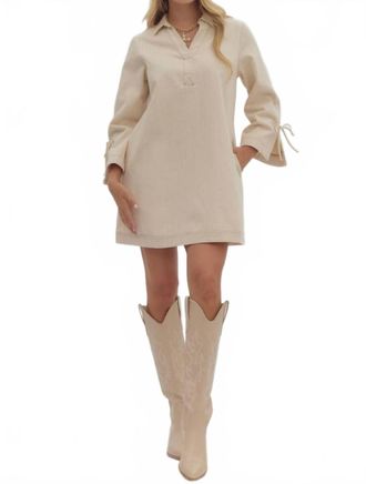 Entro Not So Basic Denim Dress In Sand