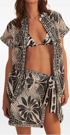 Farm Rio Gonna a portafoglio con stampa - Bianco