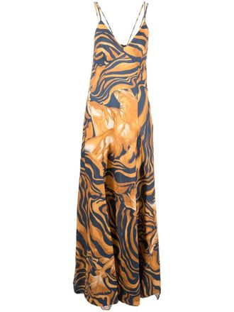 Alberta Ferretti Maxi-jurk met wafelpatroon - Geel