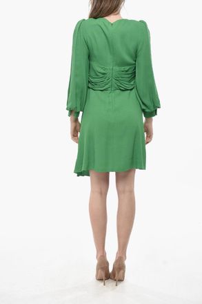 Celine Vestito Midi Drappeggiato con Maniche a Palloncino Celine