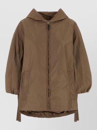 Max Mara hooded polyester jacket drawstring hem
