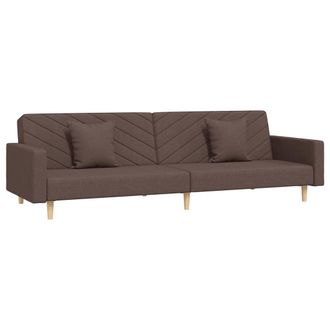 vidaXL Devenirriche - Sof&aacute; Cama De 2 Plazas Con Dos Almohadas Tela Gris Taupe Vidaxl
