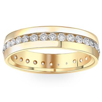 Pompeii3 1 1/4ct Mens Diamond Channel Set Eternity Ring 14K Yellow Gold Size Selectable