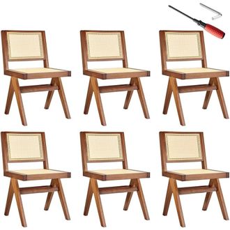 TecTake Accent Chair Lizzy Set Of 6 - Dark Oak in Dark Brown | Size: 6 Pack