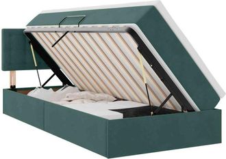 vidaXL Storage Bed with Mattress Dark Green 100 x 200 cm Velvet vidaXL