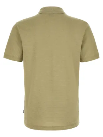 HUGO BOSS Honeycomb Texture Cotton Blend Polo Shirt - Olive