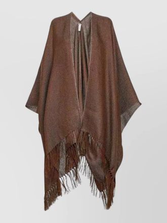 Brunello Cucinelli fringed poncho open front long sleeves