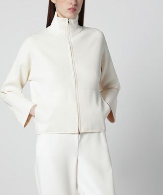 Max Mara Ivory viscose-blend zip-up sweatshirt