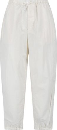 Kaptain Sunshine Cream Wide-Leg Mid-Rise Drawstring Trousers