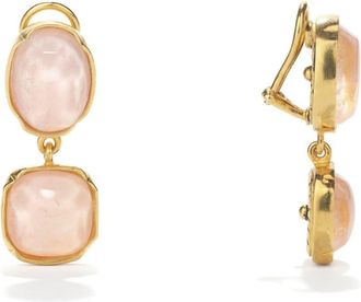 Goossens Cabochons clip-on earrings - unisex - Brass/24kt Gold Plate/Natural Rock Crystal - One Size