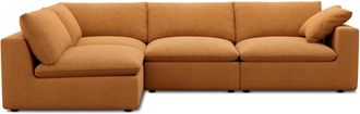 Castlery Customized Dark Brown Performance Boucle Left-Facing Chaise Sectional Sofa | Dawson by Castlery, Orange, Furniture Sofas