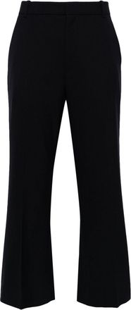 Chlo&eacute; mid-rise cropped tailored trousers - women - Ramie/Elastane/Virgin Wool - 40 - Blue