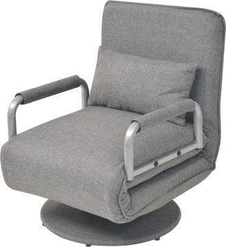vidaXL Silla Giratoria Y Sof&aacute; Cama Tela Gris Claro Vidaxl