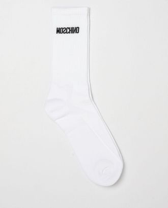 Moschino Calze in cotone stretch a coste con logo jacquard
