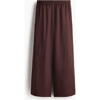 H&M Linen-blend Ankle-length Trousers in Dark Brown at Nordstrom, Size Xx-Small