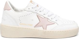 Golden Goose White Ballstar Perforated Pink Accent Leather Sneakers