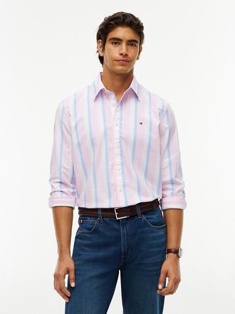 Tommy Hilfiger Mens Regular Fit Striped Oxford Shirt - Classic Pink - XXXL