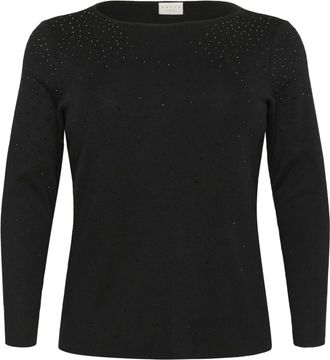 Kaffe Curve Truien & Vesten, Dames, Zwart, XL, Rondgebreide trui