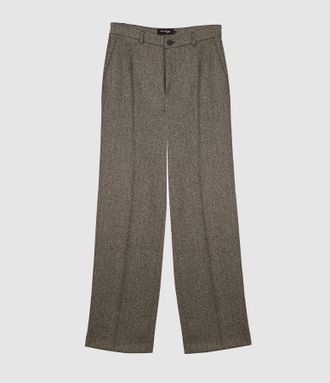Jeanne Vouland Pantalon Droit Jambe Droite Ruben Chevron Chocolat